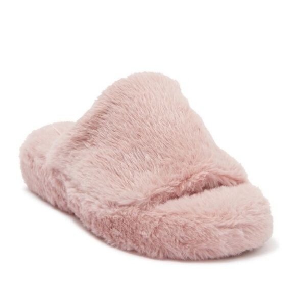 Womens Top Moda Fuzzy Open-Toe Pink Slippers Size 8 New In Box - Picture 5 of 10